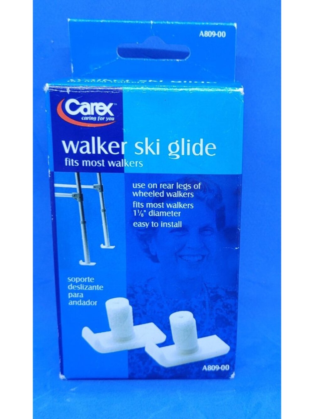Carex Walker Ski Glides Model A809-00 Fits 1-1/8" Diameter Walker Tubing
